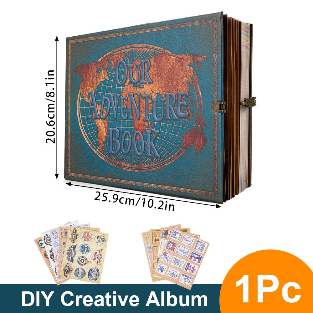 180 Page DIY Travel Photo Album Scrapbook Our Adventure Book Leather Retro Creative Photo Album Birthday Christmas Gifts