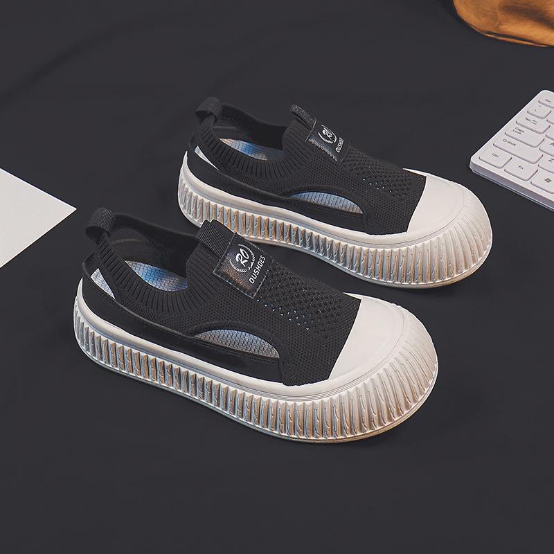 Женские парусиновые туфли, летние, дышащие, повседневные, белые, без застежек, на платформе, спортивные, женские кроссовки