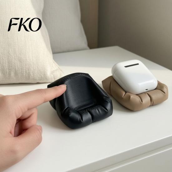 Black Headphone Stand 3D Printed Pillow-Shaped Stand, Cute Desk Organizer Holder for Earbuds Decorative Charging Case, Anti-Slip Stable Display Rack,
