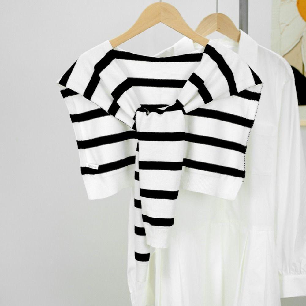 Wraps Stripe Scarf Cloak Fake Collar Wraps Simple Knitted Shawl Blouse