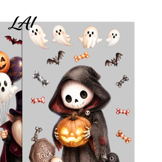 Waterproof Pumpkin Ghost Murals 4Pcs Halloween Cartoon Window Clings Scarecrow Stickers Home Beautification Supplies Removable Decals for Storefront