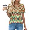 T Shirts For Women Pleated Round Neck Dressy Casual Blouses Printing Short Sleeve Summer Tops Loose Fit