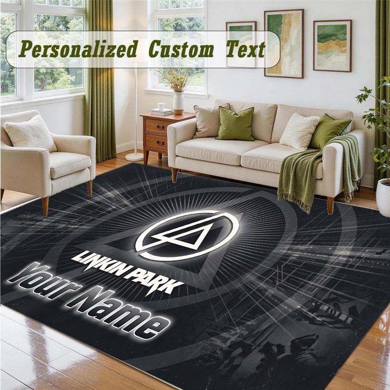 Crystal Velvet Square Rug Custom NameLinkin Park Pattern Non Slip Home Floor Decor Rug
