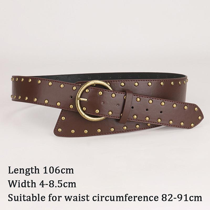 Женский кожаный ремень в стиле вестерн, ковбойский, панк, готический, декоративный, широкий ремень на талию с ретро-заклепками