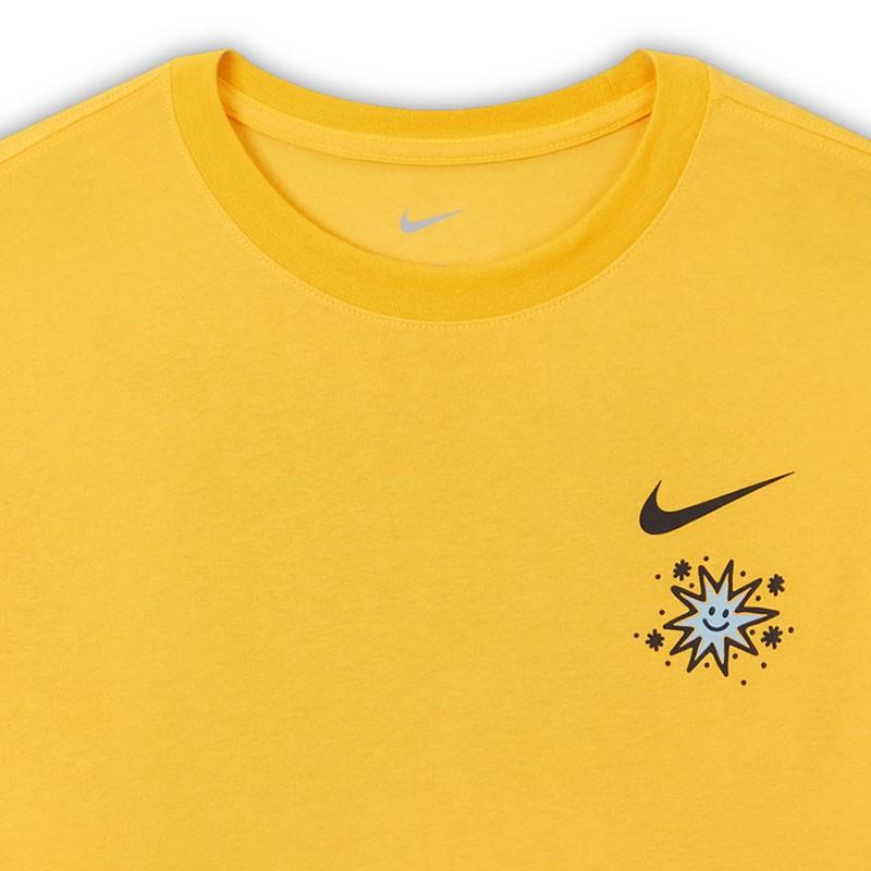 Nike Cartoon Sun Hand Print Graphic Letter Crew Neck Short Sleeve T-Shirt Men Tops Yellow DV3189-728