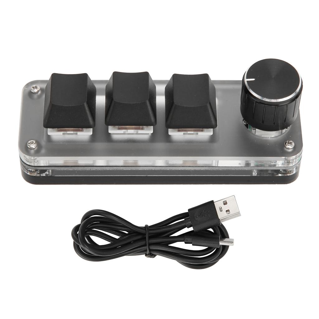 Mini Custom Keyboard 3 Keys Red Switch Shortcuts Plug and Play RGB Backlit Programming Macro Keyboard for PC Laptop