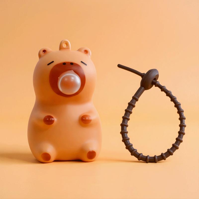Capybara Pinch Squishy Toy Spit Bubble Blowing Capybara Doll Pendant Stress Relief Squeeze Toy Fidget Sensory Toy For Kids Gift