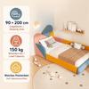 Children's Upholstered Bed 90x200 cm, multicolor with raised side protection, soft with padded headboard and fall protection for children's room