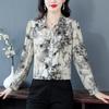 Long Sleeve Shirt Women's Top Spring and Autumn New Mom Age Reduction Beautiful Shirt Foreign Chiffon Shirt
