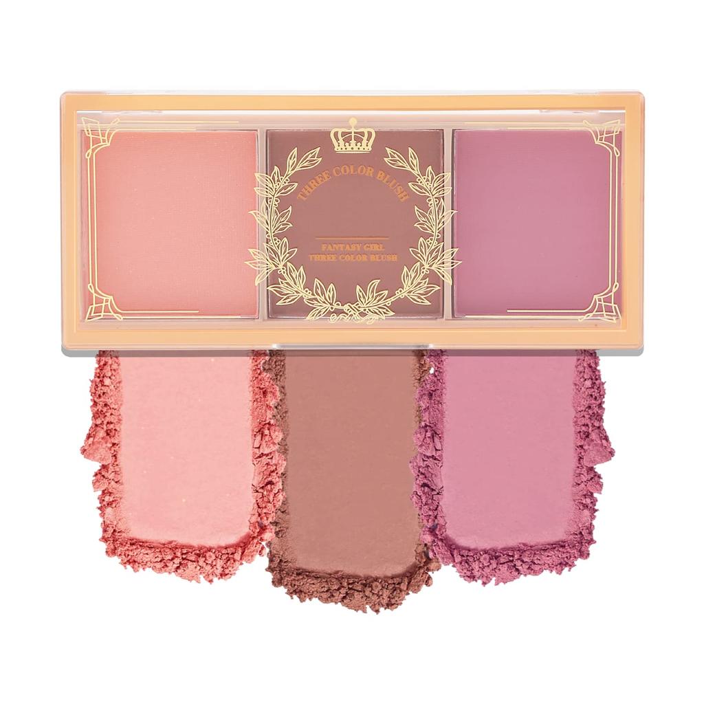Boobeen 3 Color Blush Matte Pink Blush Powder for Cheek Face Beauty Lightweight and Smooth Palette, Blusher, Makeup, Long-Lasting Blush,