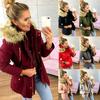 Women Fashion Winter Warm Military Hooded Jacket Casual Faux Outwear