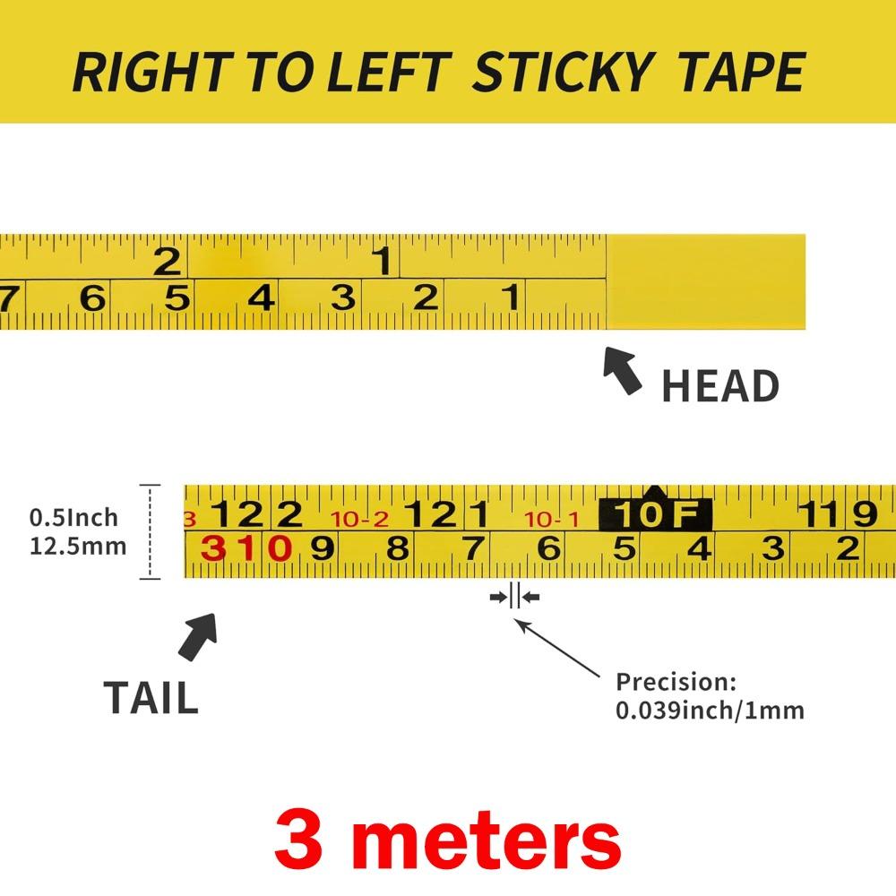 Self-Adhesive Measuring Tape Imperial and Metric Scales Left-Right Reading Ruler Woodworking