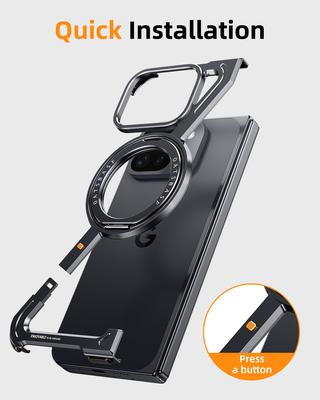 Oatsbasf Безрамочный чехол-книжка Z Case для Google Pixel 10 / 9 Pro Fold Чехол с защитой от падений Металлический бампер для телефона с магнитной подставкой