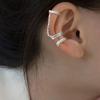 Rhombus Row Drill Ear Clips Without Ear Holes Personalized Small Fragrant Wind Earrings Long Chain Integrated Zircon Ear Bone Clips