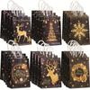 24pcs Black & Golden Santa Claus Gift Bags with Handles - Perfect for Christmas, Weddings, Birthdays & Party Favors