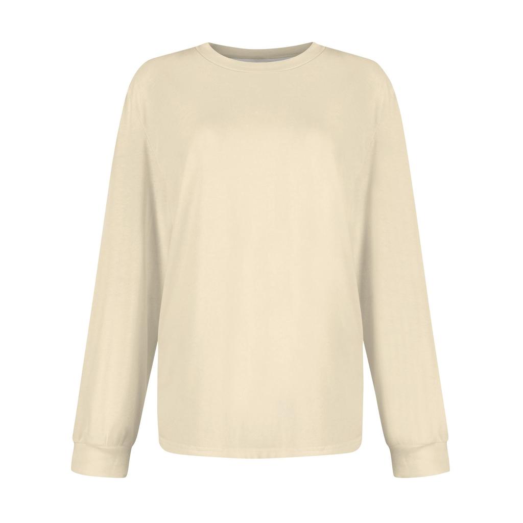 Women's Fashion Long Sleeve Shirts Loose Fitted Crewneck Basic Tops Casual Outfits