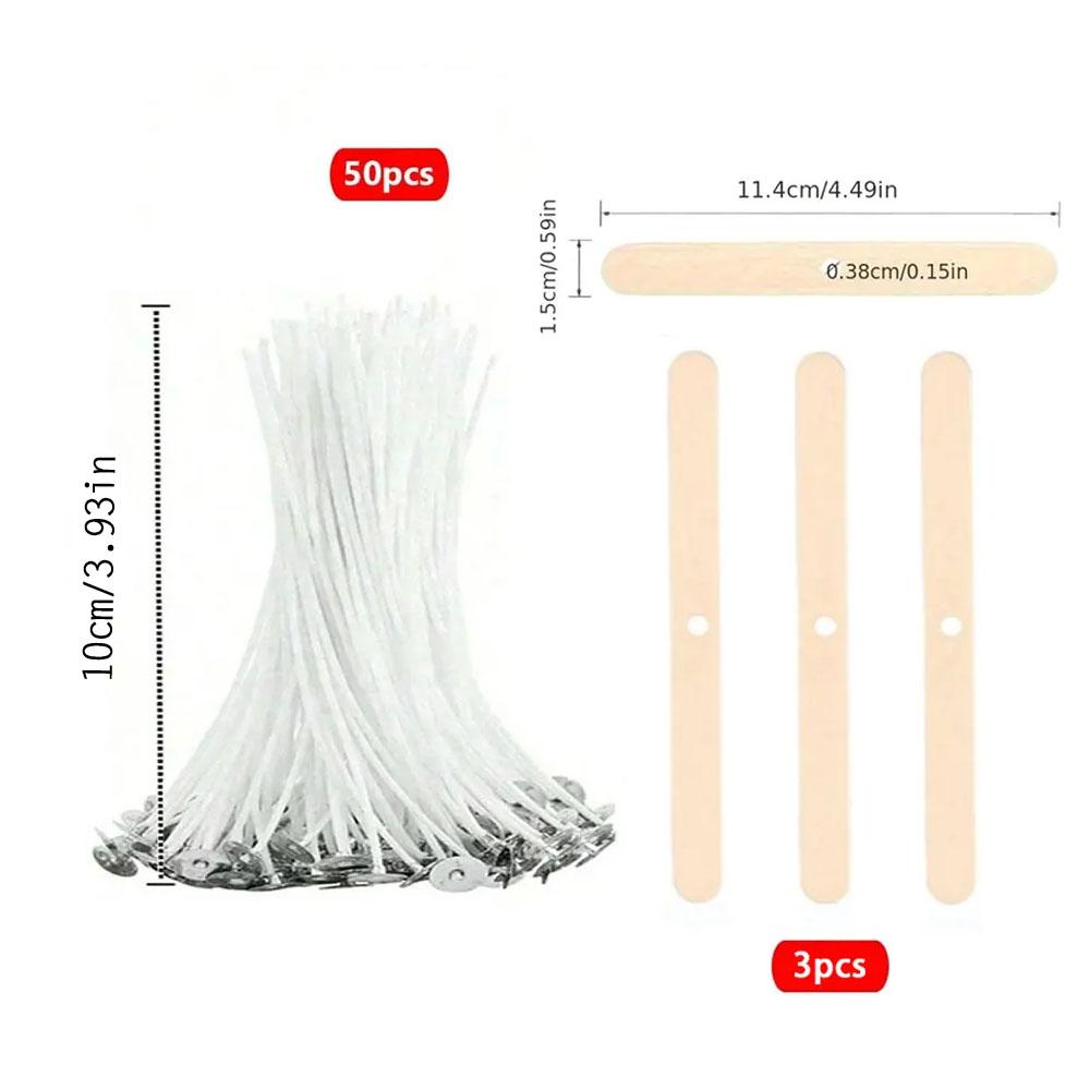 53 шт. держатель для фитилей для свечей, вощеный хлопковый фитиль, набор с подставкой, оригинальные бездымные фитили для свечей, соевое масло, восковая сердцевина, тканое изготовление