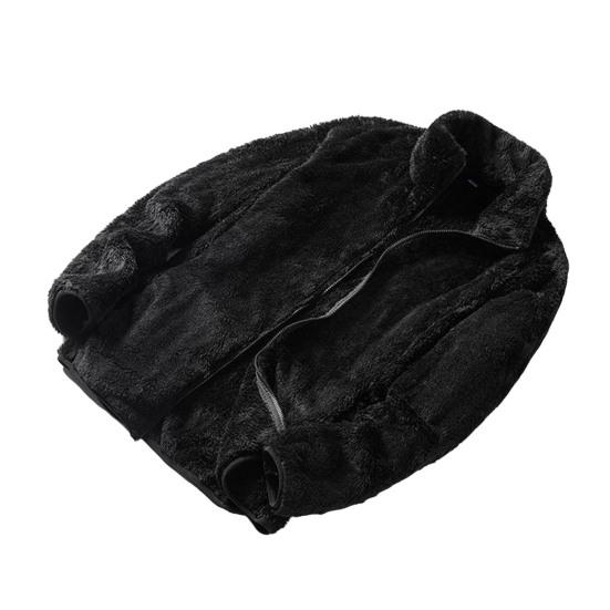 Женское зимнее пальто с толстым воротником-стойкой, двухсторонним флисом, защитой шеи, застежкой-молнией, однотонной, с длинными рукавами, сохраняющей тепло, уличной курткой