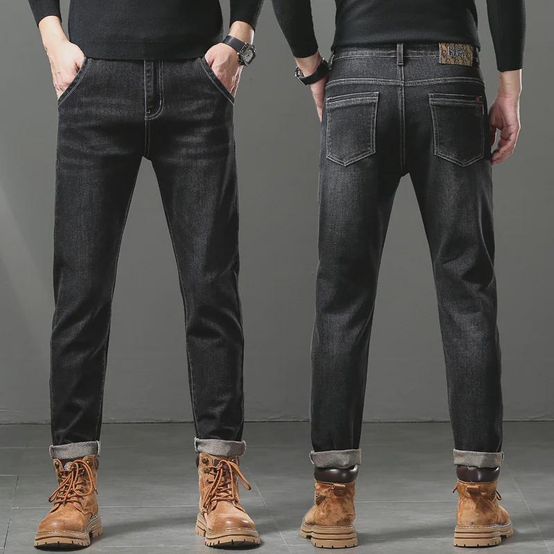 Весна 2023 г. Мужские облегающие джинсы с вышивкой и эластичной отделкой