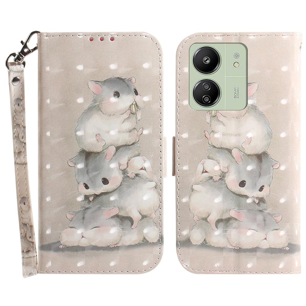 Чехол-кошелек с 3D-рисунком для мобильного телефона Xiaomi Redmi 13C 4G/13C 5G/Poco C65 4G/Poco M6 5G/13R 5G