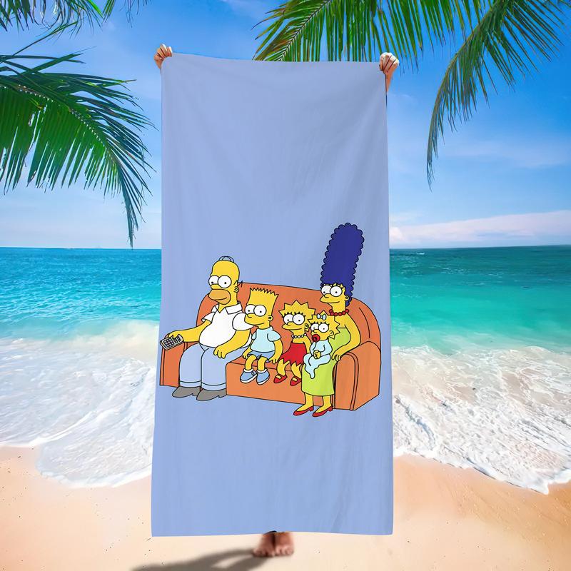 Popular Anime Cartoon Simpson Beach Towel Microfiber Quick-Drying Towel Strong Absorbent Bath Towel