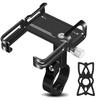 Aluminum Alloy Bike Phone Holder Universal Bike Phone Mount Motorcycle Phone Holder with Silicone Buckle Fastener Black