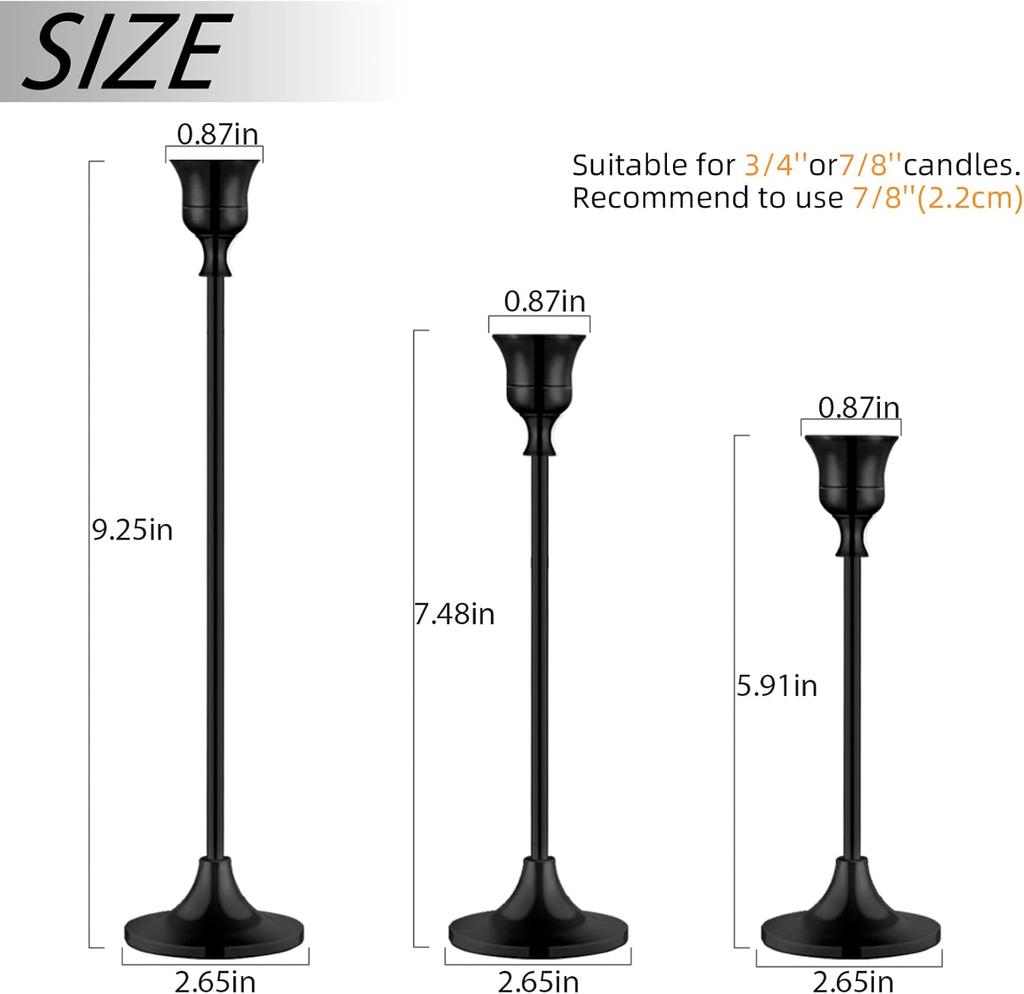 3 шт. подсвечников, подсвечник для конусных свечей, черный канделябр, подсвечники, винтажный подсвечник