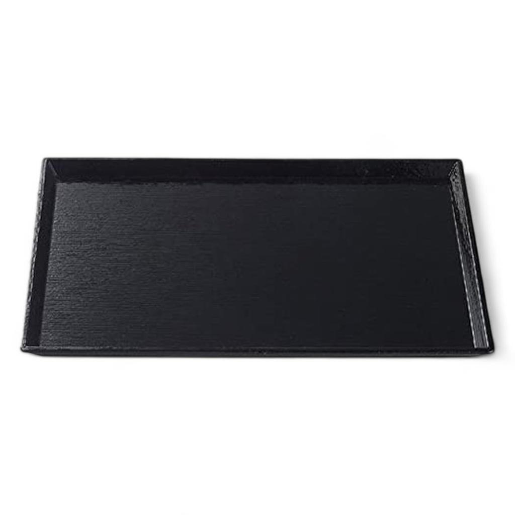 Seiryu Long Tray Lacquerware Made In Japan J-kitchens (42cm), Black, Non-Slip, (ABS Resin),