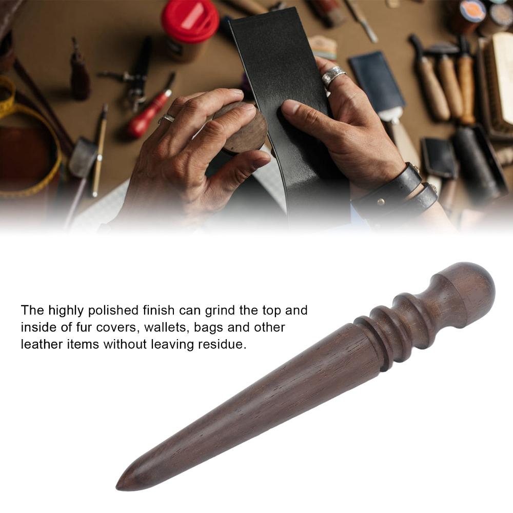 Rigid Wood Handle Leather Edge Burnisher Round Wooden Head Multifunctional Design Leather Edge Slicker Glass Polishing Surface