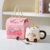Creative Cartoon Cake Cup Birthday Gift Souvenir Ceramic Cup Cute Good Looking Water Cup with Lid Mug