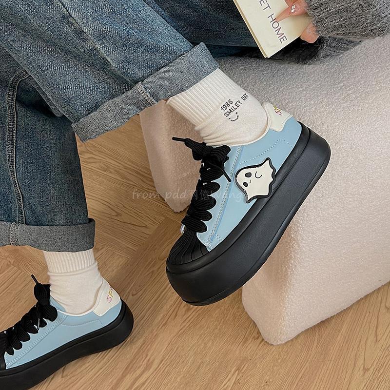 Casual versatile heightening platform white shoes women's 2025 new spring and autumn low-top shell head retro sports board shoes