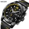Black Leather Mens Quartz Wrist Watch with Chronograph Luminous Function
