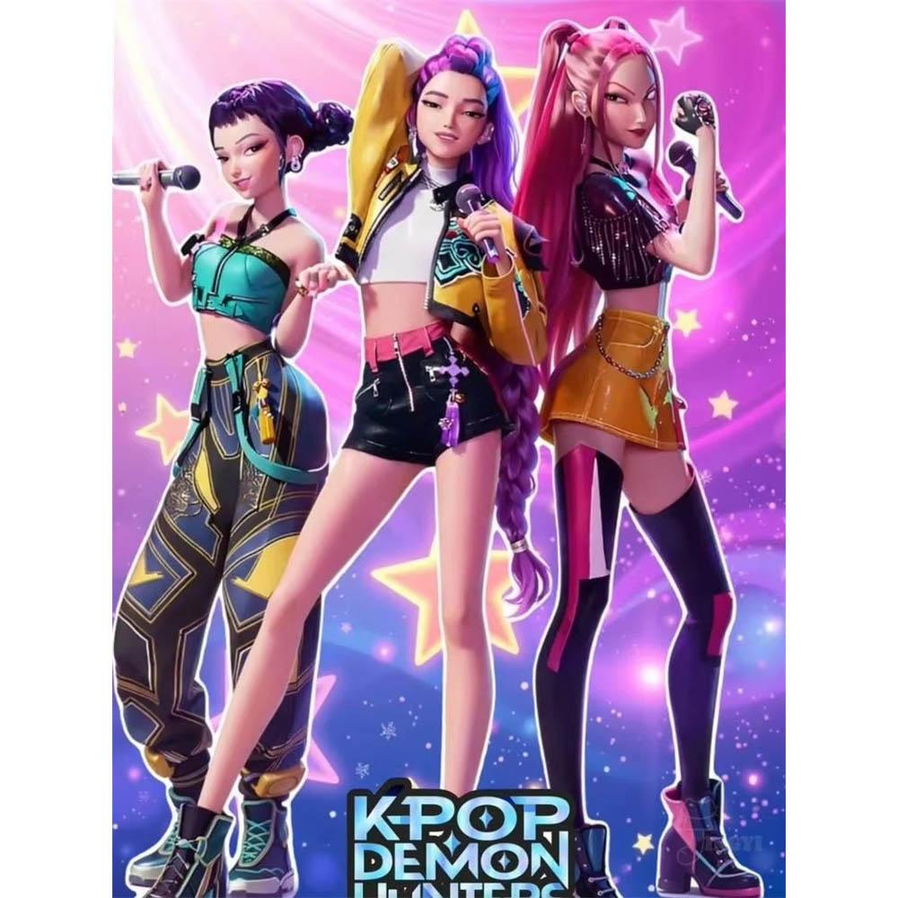Новый Поп-Фильм KPop Охотники на Демонов 5D DIY Полная Круглая Алмазная Мозаика Домашняя Гостиная Спальня Эстетичная Барная Декорация Подарок