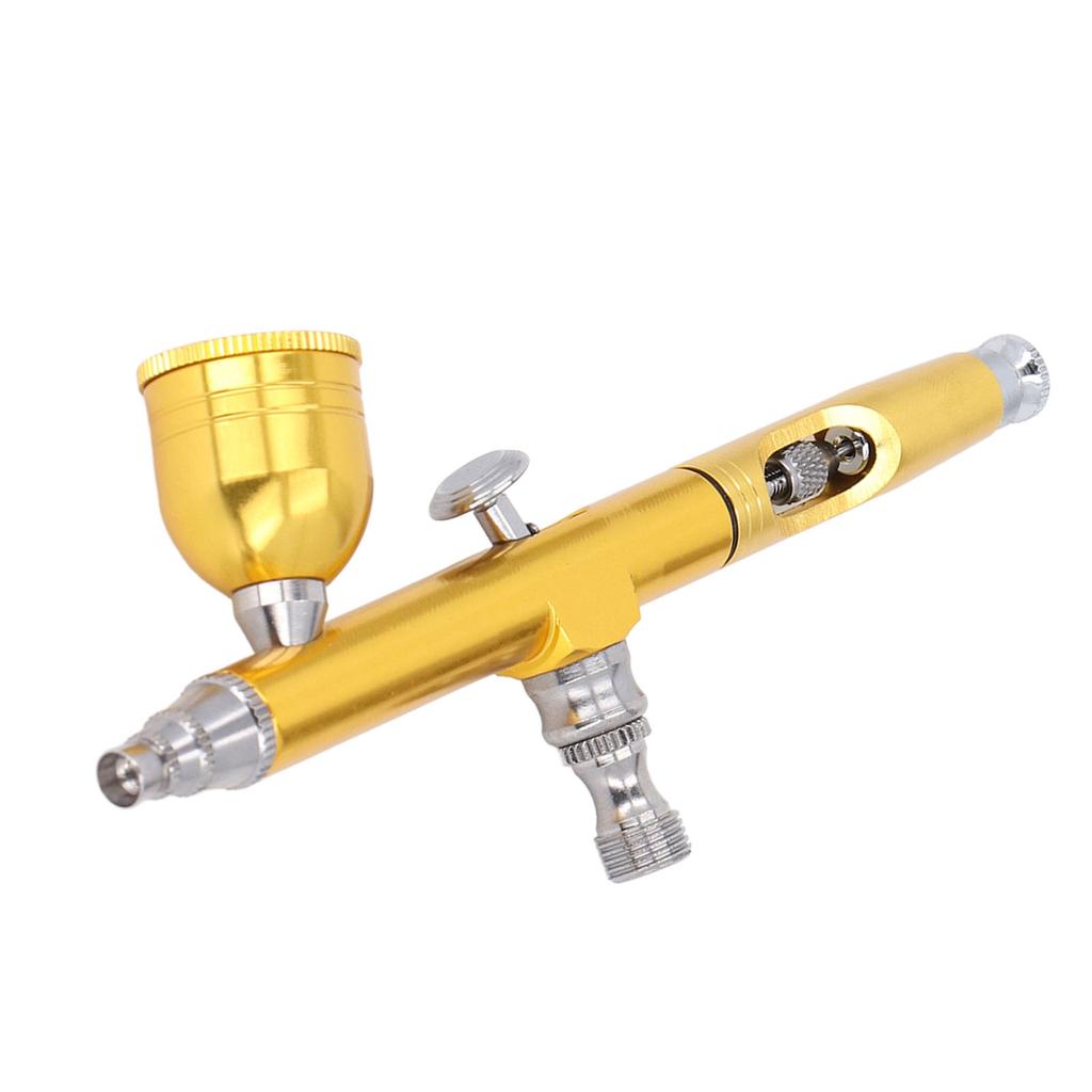 Airbrush 0.3mm Nozzle 6cc Fluid Cup Gold Air Brush Set for Furniture Repair Cake Decoration Wall Painting