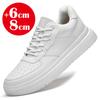 2025 New Height Increasing Shoes for Men 8cm Invisible Elevator Sneakers White Leathe Sport Zapatillas De Hombre Big Size 46
