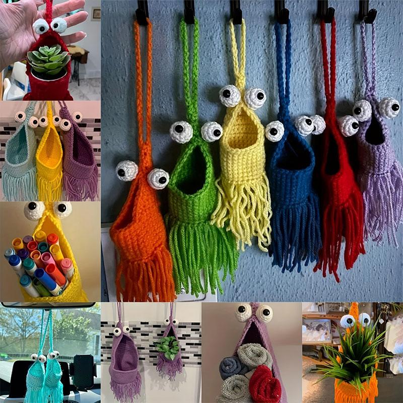 1Pc Bag Decoration Fashion Wall Storage Bag Manual Birthday Present Practical Car Hanging Knitted Hanging Basket
