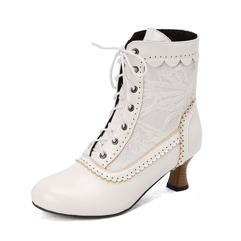 Новые женские туфли на высоком каблуке на шнуровке, странные стимпанк-ботинки, викторианские ботильоны, женские ботинки с острым носком на толстой подошве