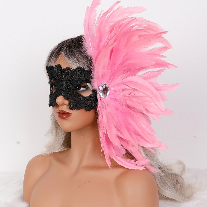 Gothic Feather Half Face Mask Sequined Sexy Masquerade Halloween Party