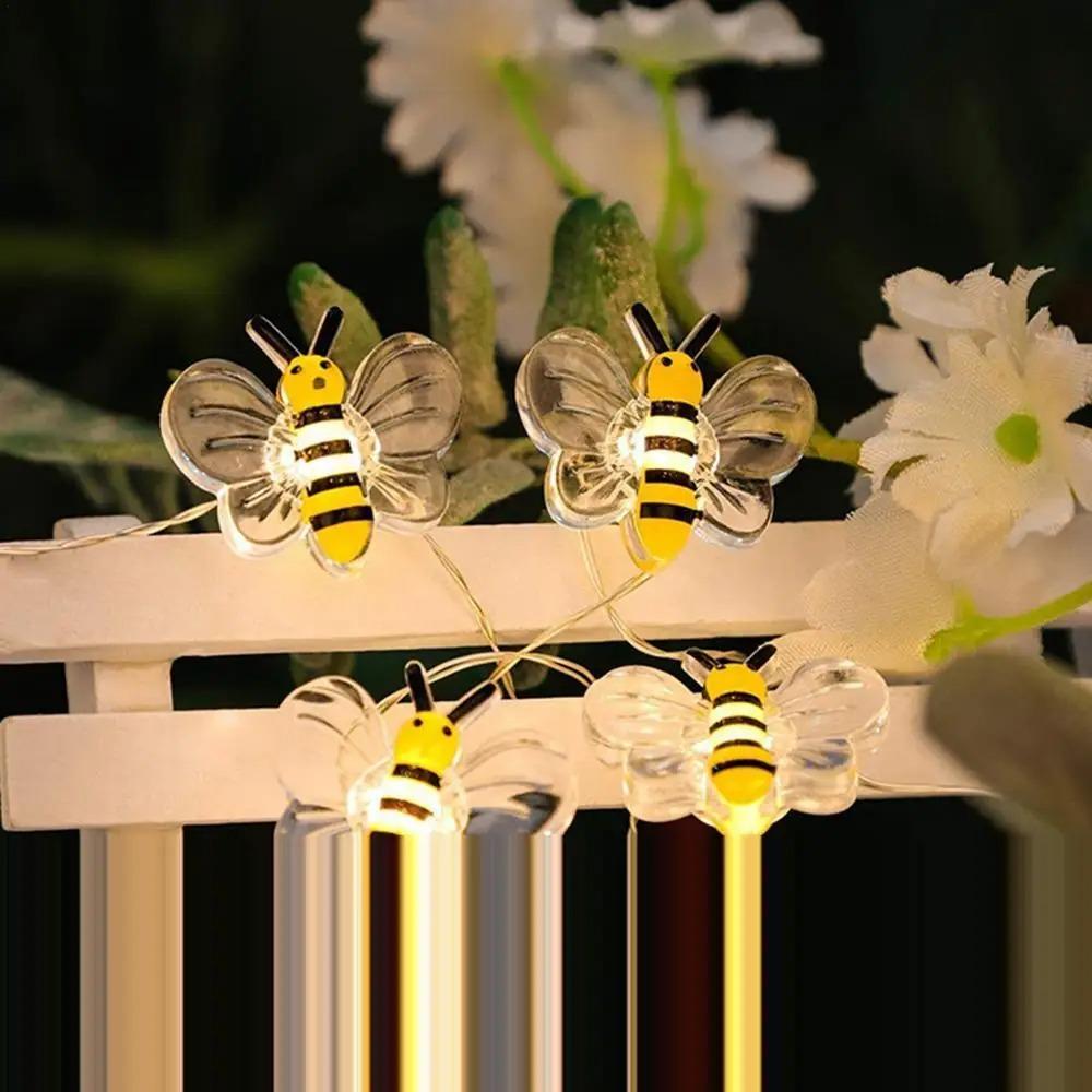 Cute Bees Fairy String Lights 2m 20LED Bee Flower Lights Little Bee LED String Lights Baby Shower