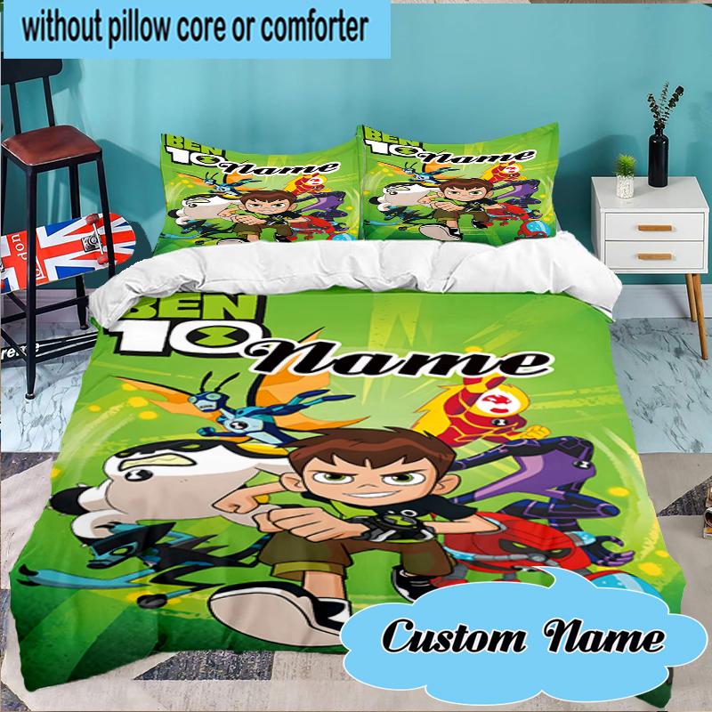 Custom Name Ben Alien Force Bedding Set 3pcs, Bedding Set Including 1pc Duvet Cover And 2pcs Pillowcases for Bedroom, Dormitory Gift