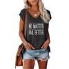 Women Fashion Tee Shirt Summer Printed V Collar Top Shirt Ladies Casual Short Sleeve T-shirt