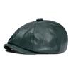 Кожаная восьмиугольная кепка мужская винтажная берет женская теплая прогрессивная кепка кепка газетчика