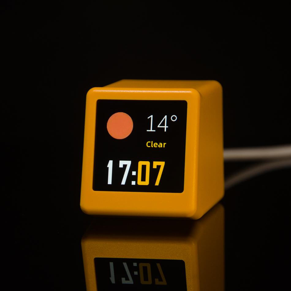 Ультрапортативная умная WiFi метеостанция - Отображает погоду, температуру, влажность, время и будильник, настольное украшение