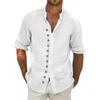Мужская ретро повседневная свободная рубашка с короткими рукавами и принтом, модный топ с воротником-стойкой