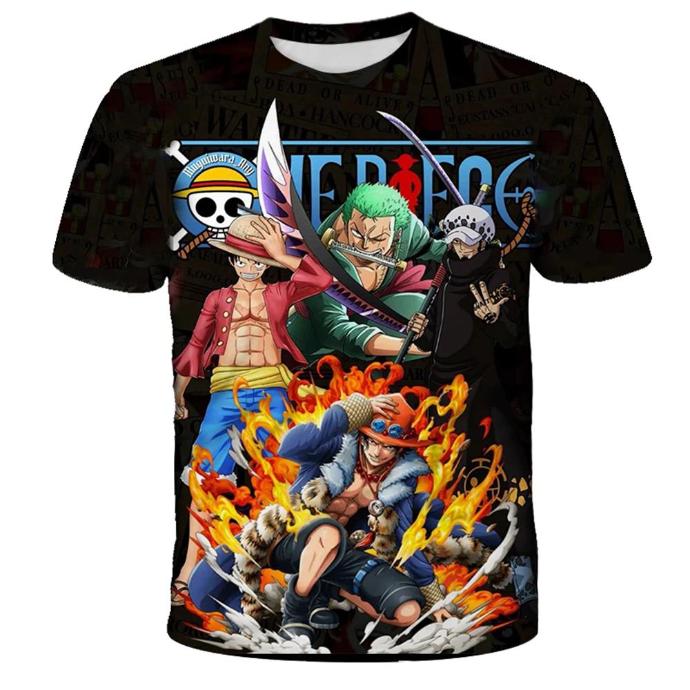 Аниме One Piece Луффи Свободная футболка с коротким рукавом Мужская Повседневная