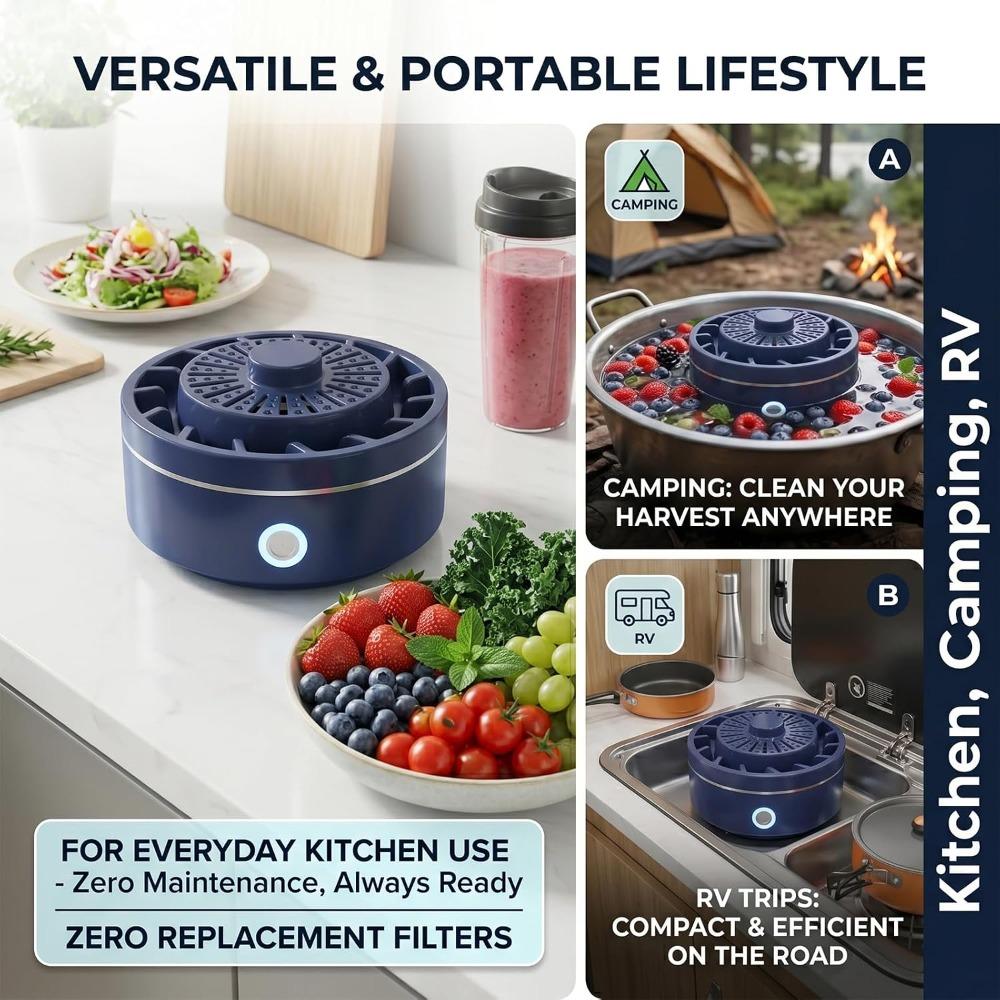 Produce Cleaner with Vortex and High-Frequency Vibration, Portable Fruit and Vegetable Washing Machine, OH-ion Food Purifier
