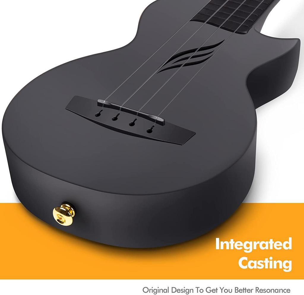 Enya Nova U Mini Black Soprano Ukulele Beginner Set (Carbon Fiber) Includes Case, Strap, Capo, and Spare Strings (Black) [Official Japanese Product]