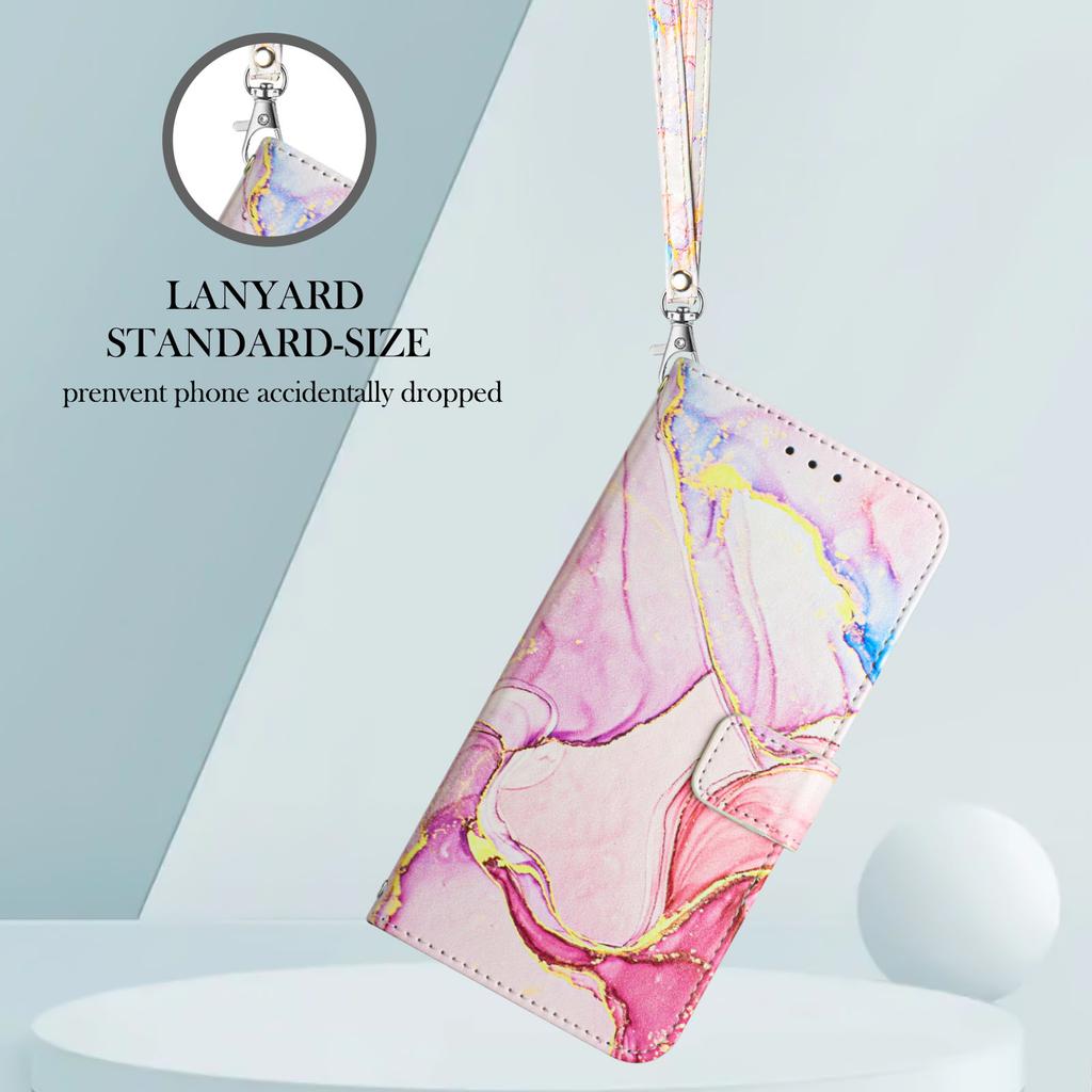 For Google Pixel 9/Pixel 9 Pro Case with Strap Marble Pattern Leather Phone Cover Card Holder