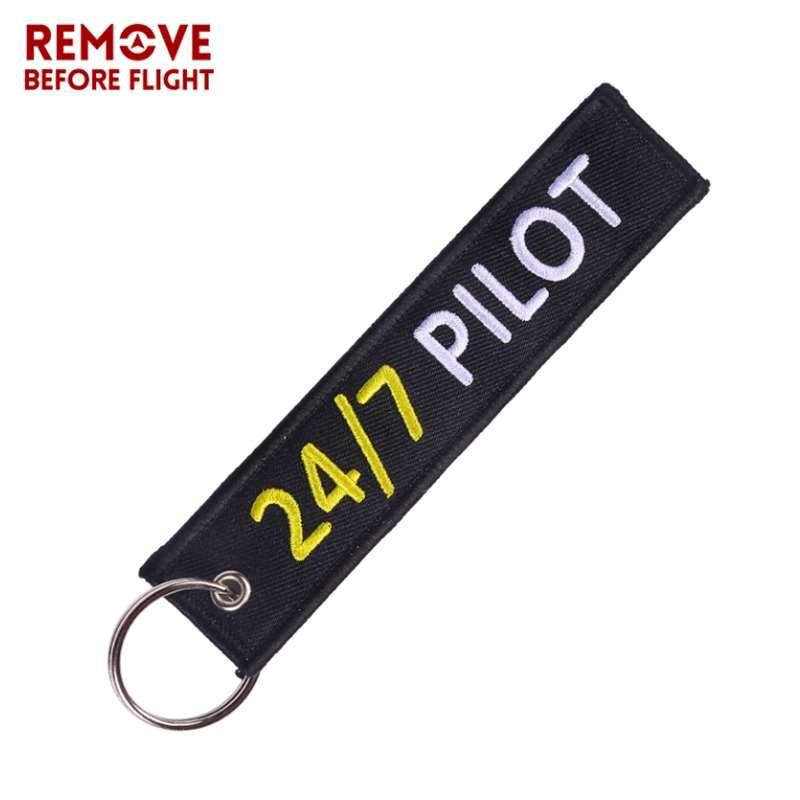 Remove Before Flight 3pcs/lot 24/7 Pilot Keychain Jewelry Aviation Lovers Gifts Keyrings