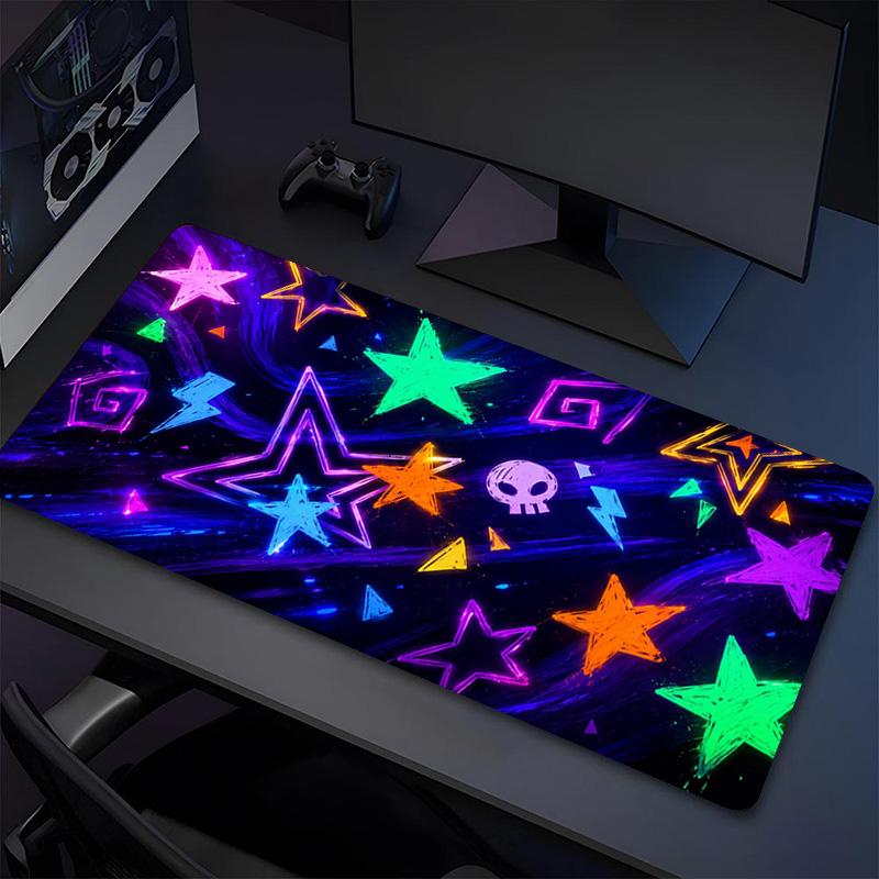 Neon Stars Xl Gaming Mouse Pad Nonslip Rubber Base Stitched Edge Waterproof Desk Mat For Pc Laptop Gamer Office Computer Accessories C929499